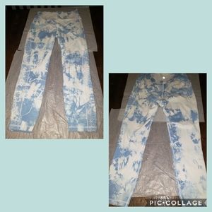 White and blue tie dyed lululemons
